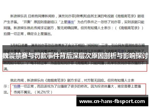 魏震禁赛与罚款事件背后深层次原因剖析与影响探讨